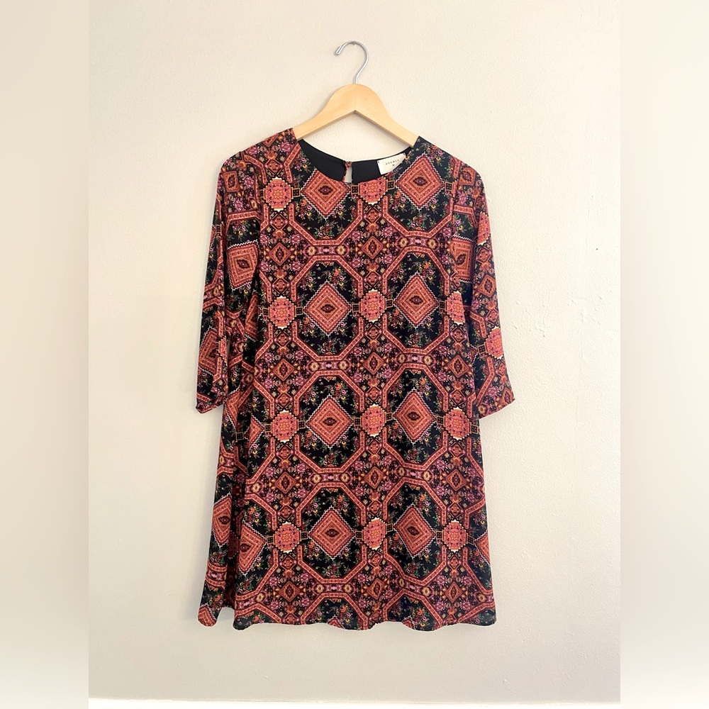 Orange Geometric Pattern Cocktail Dress